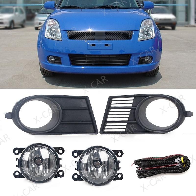 1Set Halogen Front Bumper Fog Lamp Foglight Cover Frame Wires Harness For Suzuki Swift 2005 2006 2007 2008 2009 2010