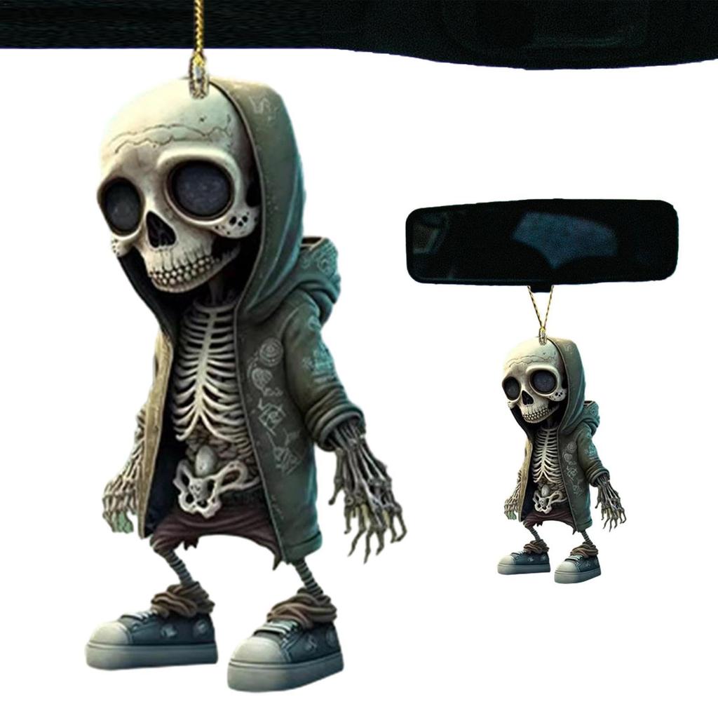 Skeleton Swing Car Dangle Ornament - 2D Car Pendant Acrylic Skull Skeleton Figurine |