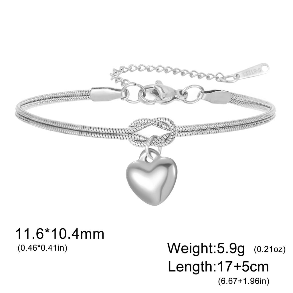 Cazador Stainless Steel Hollow Heart Charm Bracelet for Women Love Knot Snake Chain Bracelet Birthday Gift 2026 New