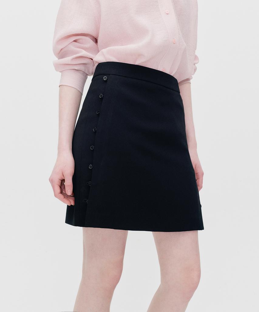 Rie Side Buttoned Mini Skirt