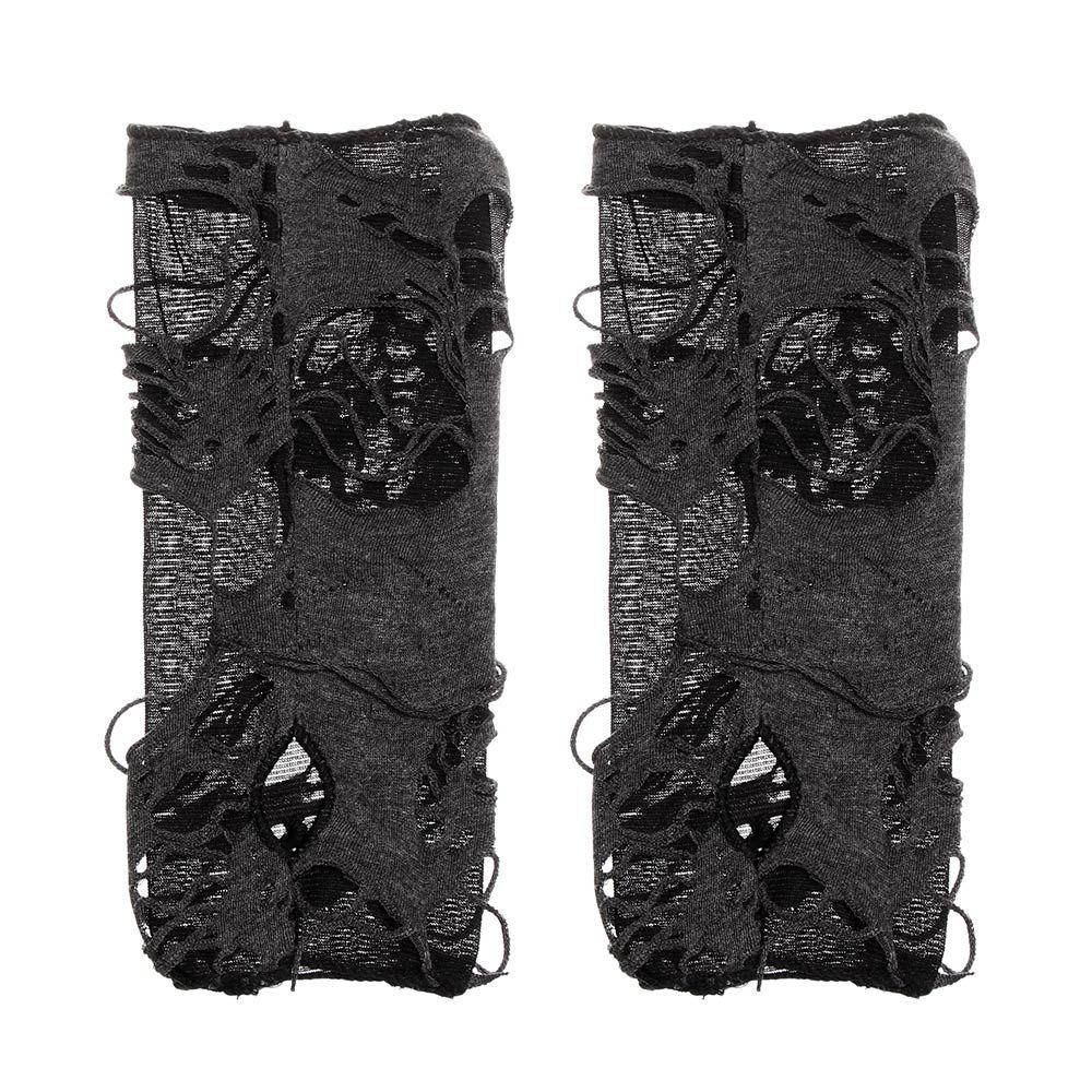 Fashion Cosplay Party Gothic Long Black Arm Warmer Beggar Style Halloween Gloves Punk Mittens Hole