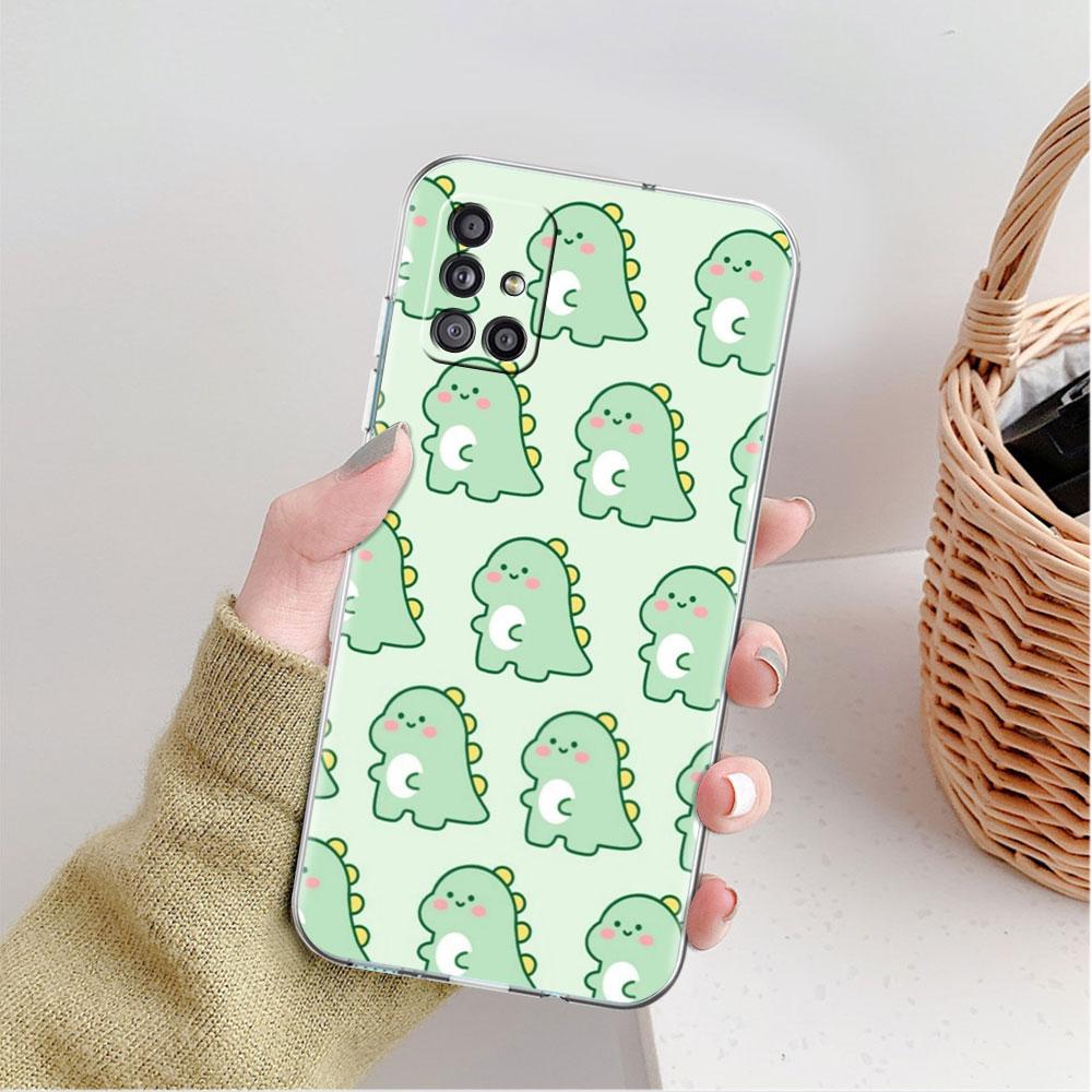 Clear Case For Samsung Galaxy A52 A12 A51 A32 A21s A71 A32 A22 50 A70 A31 A72 5G Phone Cover Dinosaur Cartoon