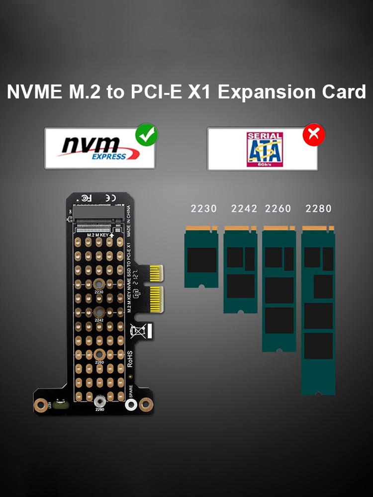 SSD M.2 NVME to PCI-E X1 Adapter Board Support PCI-E4.0/3.0 Extender Card Matrix Cooling Hole Computer Accessory