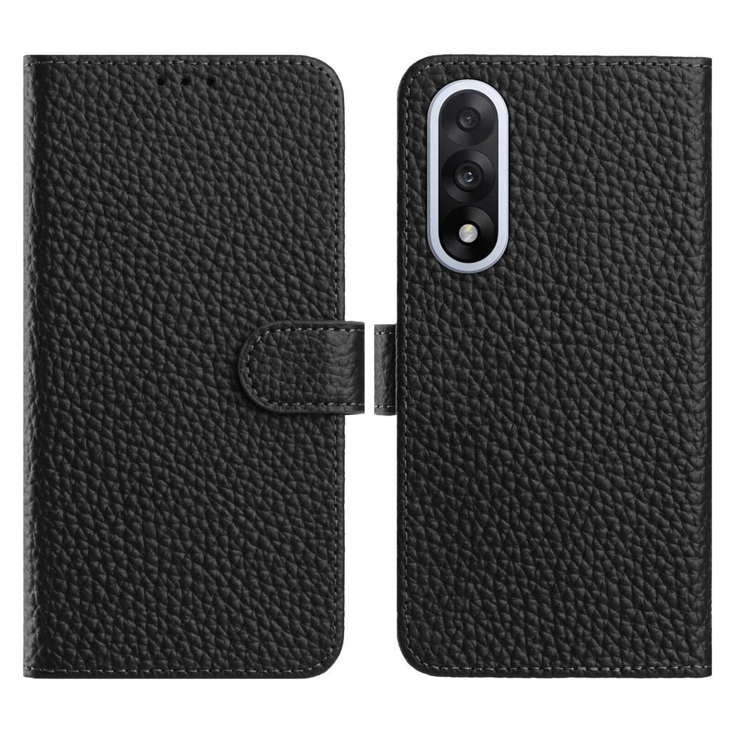For OnePlus Nord 5 5G Case Wallet Stand Litchi Texture Genuine Cow Leather Flip Phone Cover