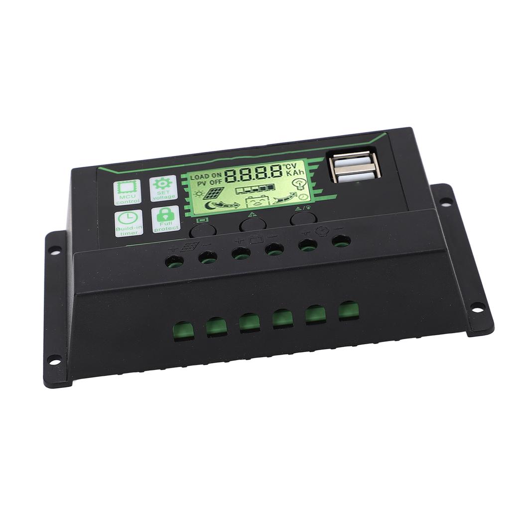 Контроллер солнечной зарядки 20A 2 USB выхода ШИМ-управление 3 этапа зарядки Регулятор солнечной панели 12V 24V