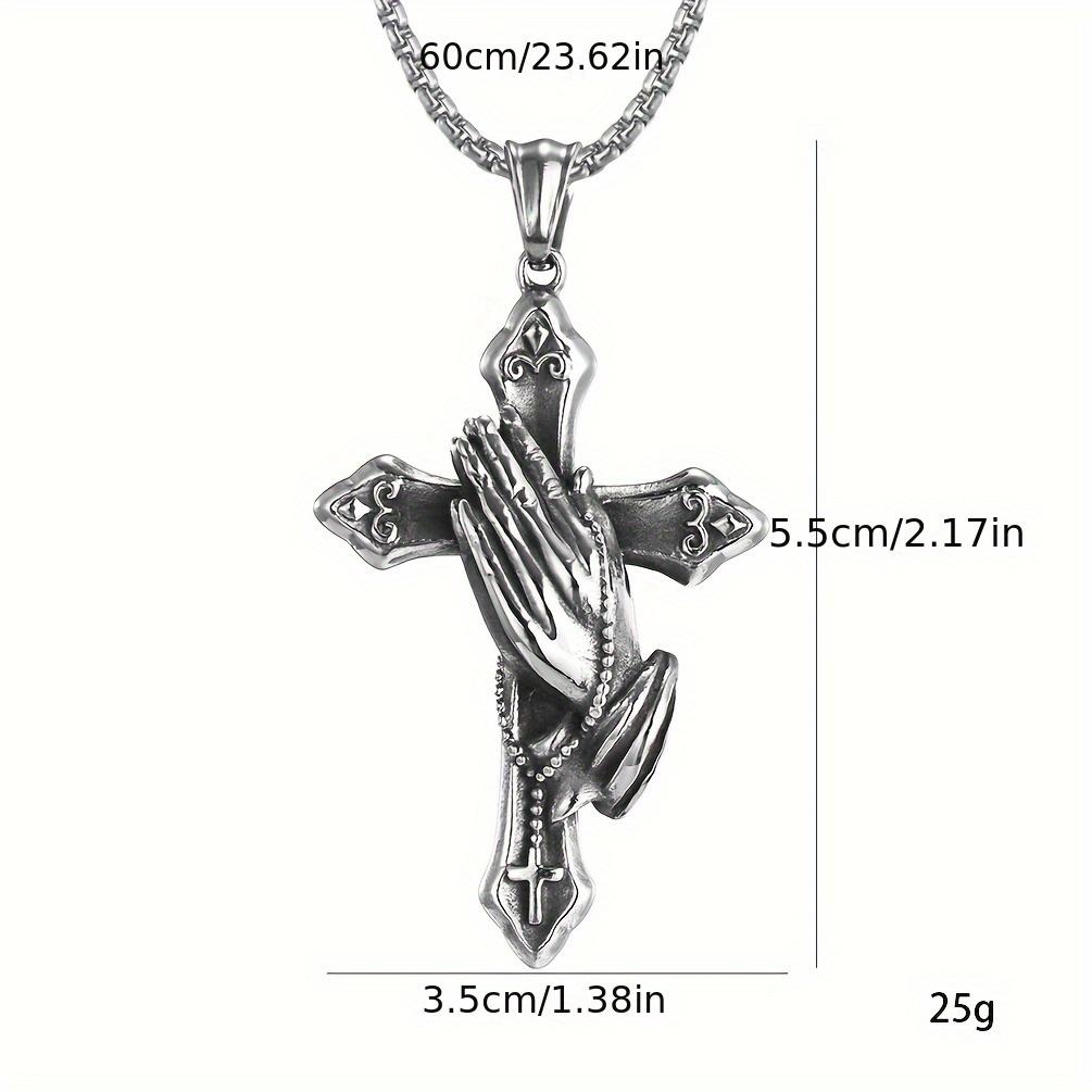 For Faithful Individuals Praying Hand 1PC Stainless Steel Stylish Daily Accessory Necklace Personalized with Cross Charm  Accessories