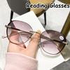 New Gradient Reading Glasses Unisex Women Anti Blue Ray Presbyopia Sunglasses Ladies PC Lens Frame Hyperopia Frameless Eyewear