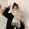 Клетчатый шарф школьницы зимний новый атмосферный шарф теплая шаль защита шеи мода