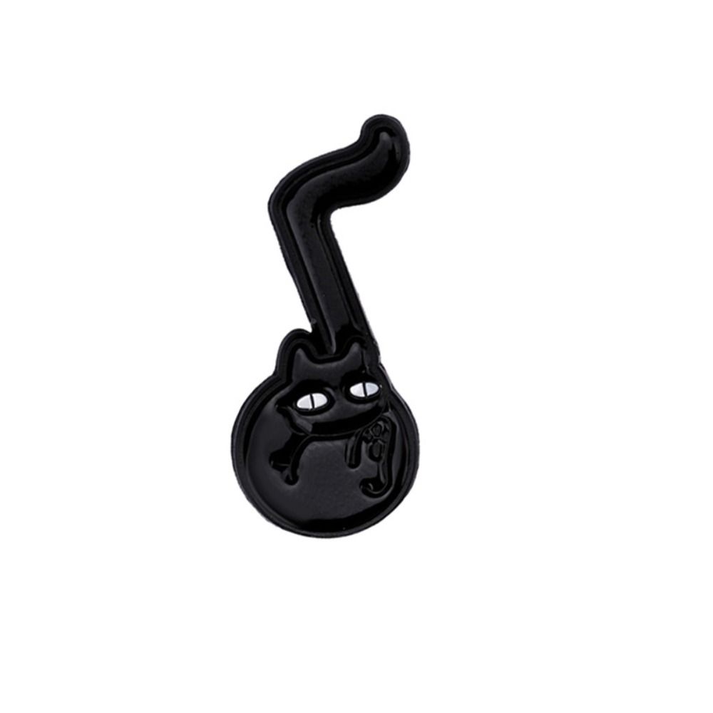 Purring Kitten Black Cat Enamel Pin Cartoon Beating Note Brooch Exquisite Piano Cat Badge  Skirts