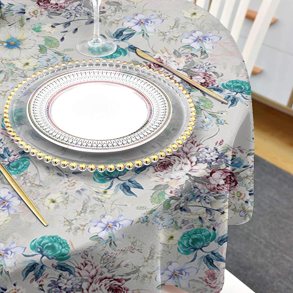 Vintage Flower Leaf Abstract Round Tablecloth Waterproof Table Cover For Wedding Party Decoration Dining Table Cover