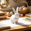 Burr-free Smooth Surface Decor 3D Printed Geometric Rabbit Ornaments, Creative Bunny Figurine, Minimalist Animal White Statue Art Decoration,