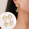 Women Elegant Creative Gold Shell Ear Stud Pierced Dangle Earrings
