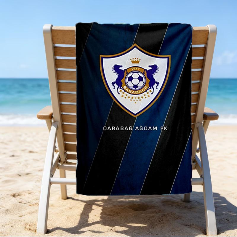Qarabag Golden Crested Football Emblem Microfiber Beach Towel, Lightweight And Quick-Dry, for Summer Travel, Beach Essential, Swimming Pool