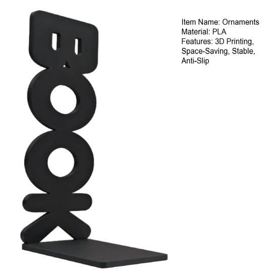 Creative Bookend Ornaments 3D Printed BOOK Letter Bookend, Minimalist Book Support Stand, Thickened Anti-Slip Decorative Supports for Desks