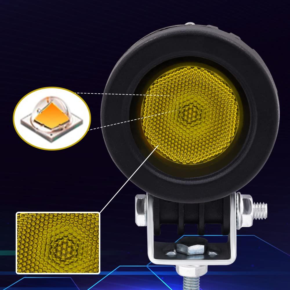 Мотоциклетная противотуманная фара YnGia, 12 В 24 В светодиодная рабочая фара, Рабочая фара, Водонепроницаемая, Включен переключатель ВКЛ/ВЫКЛ, Плоская линза, Желтый свет, Автомобильная противотуманная фара, Рабочая фара