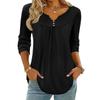 Women's Button-neck Solid-color Long-sleeved Pullover T-shirt Top
