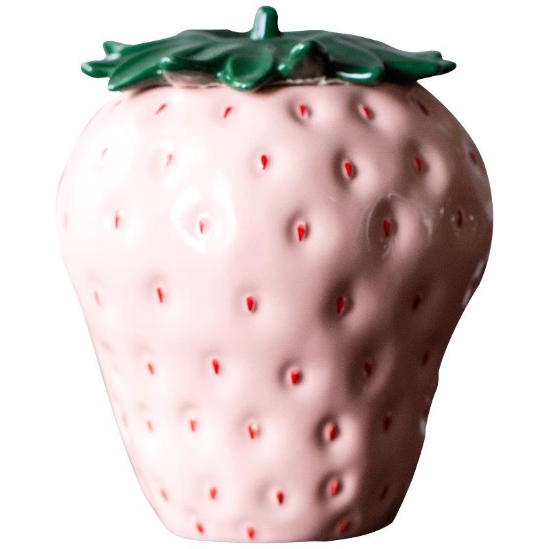 Ceramic Strawberry Jar Food Biscuit Storage Tea Caddy Container Cotton Swab Jewelry Storage Box Home Decoration Ornaments