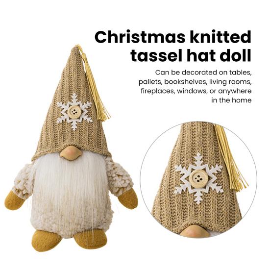 Рождественская кукла-гном, вязаная заостренная шапка ручной работы, снежинка, дерево, полная борода, милый настольный безликий гном, фаршированное украшение, товары для вечеринок, подарок