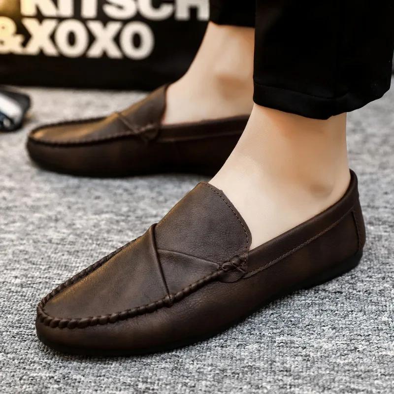 Fashion Leather Shoes for Men Fashion 2024 Man Casual Shoe Slip-on New In Pu Shipping Free Legitimate Trend Elegant Promotion Adults