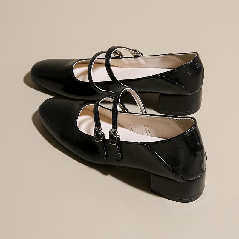 Coarse heel silver single shoes women's 2025 new spring and autumn with skirt evening shoes Mary Jane high heels low heel small leather shoes