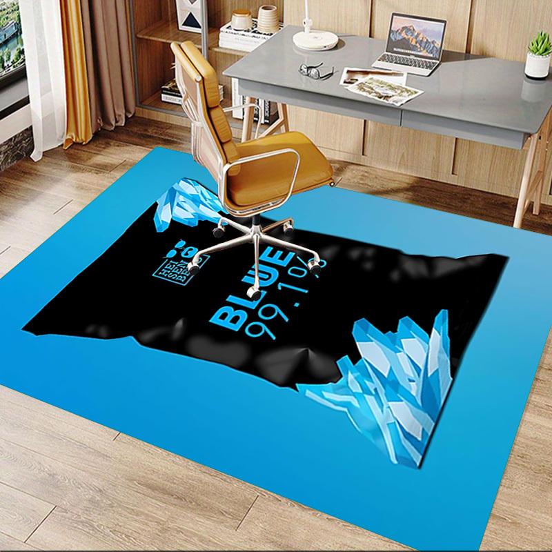 1pc HEISENBERG BLUE Home Office, Durable Polyester Floor Mat with Easy, Office Decor, Urban Style, Nonslip Backing