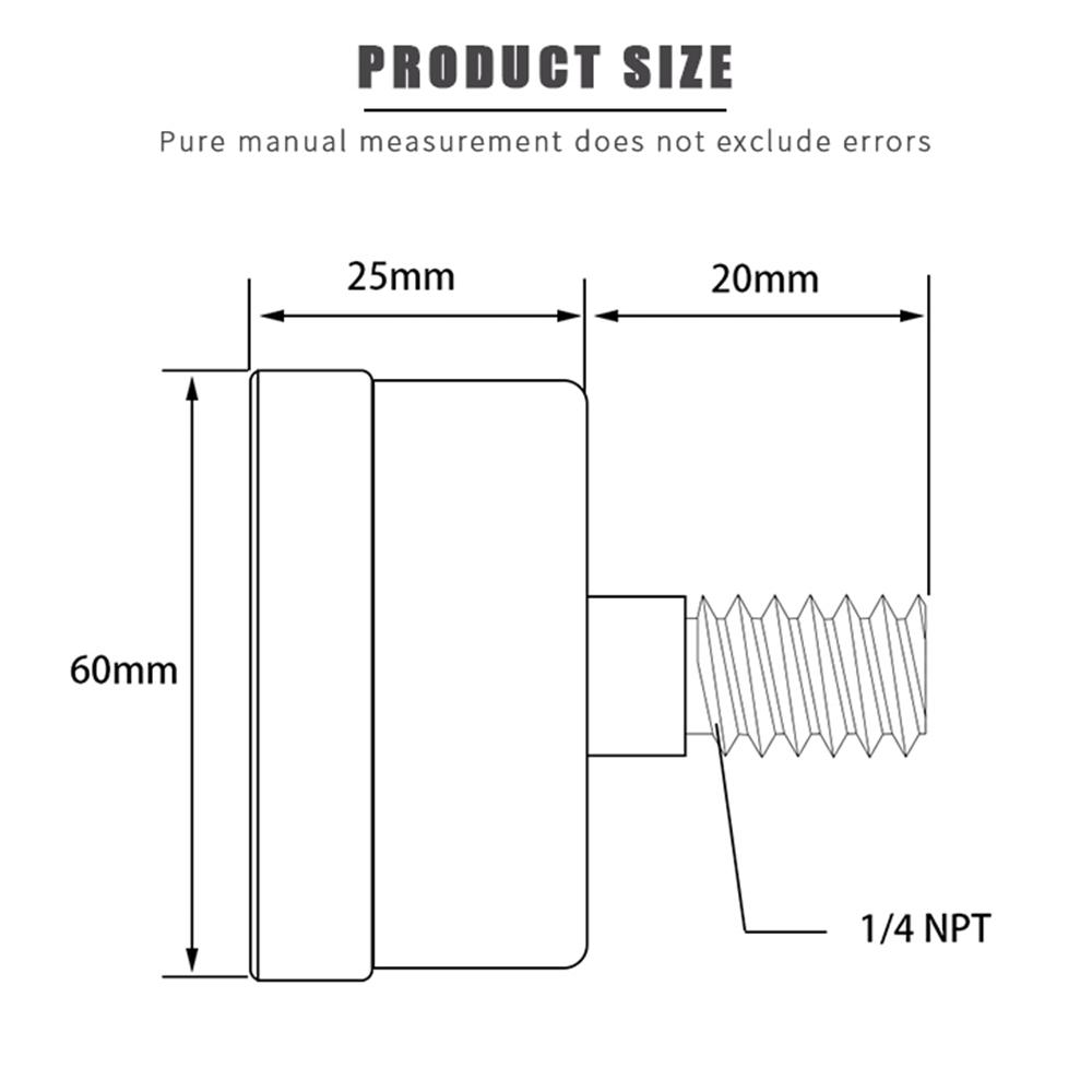 TS-60-6bar High Precision 60mm Large Dial Pressure Gauge 0-6 Bar Water/Gas/Air Pressure Measurement Tool with 1/4'' NPT Bottom Mount