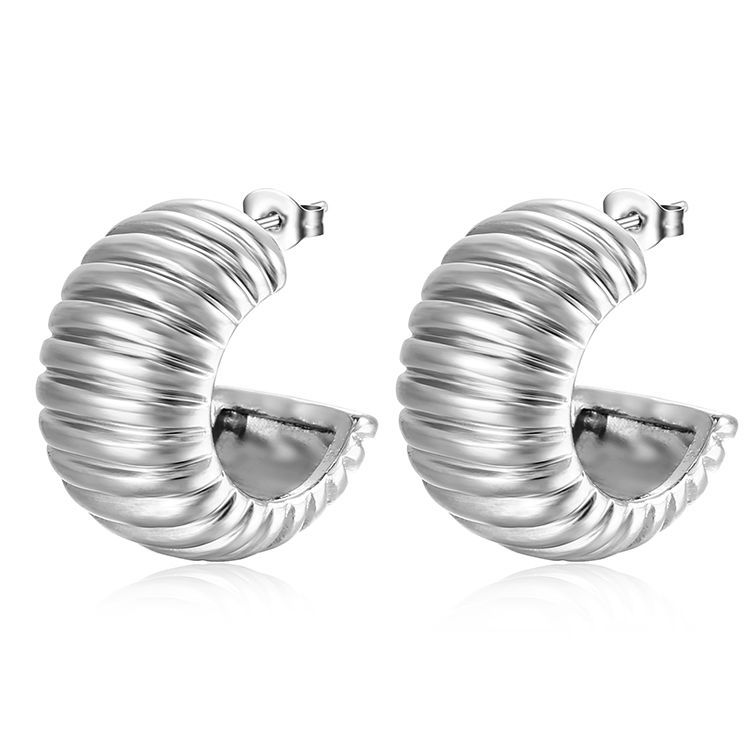 Французские геометрические серьги из нержавеющей стали Niche Titanium Steel 18k Gold Vintage Earrings Women
