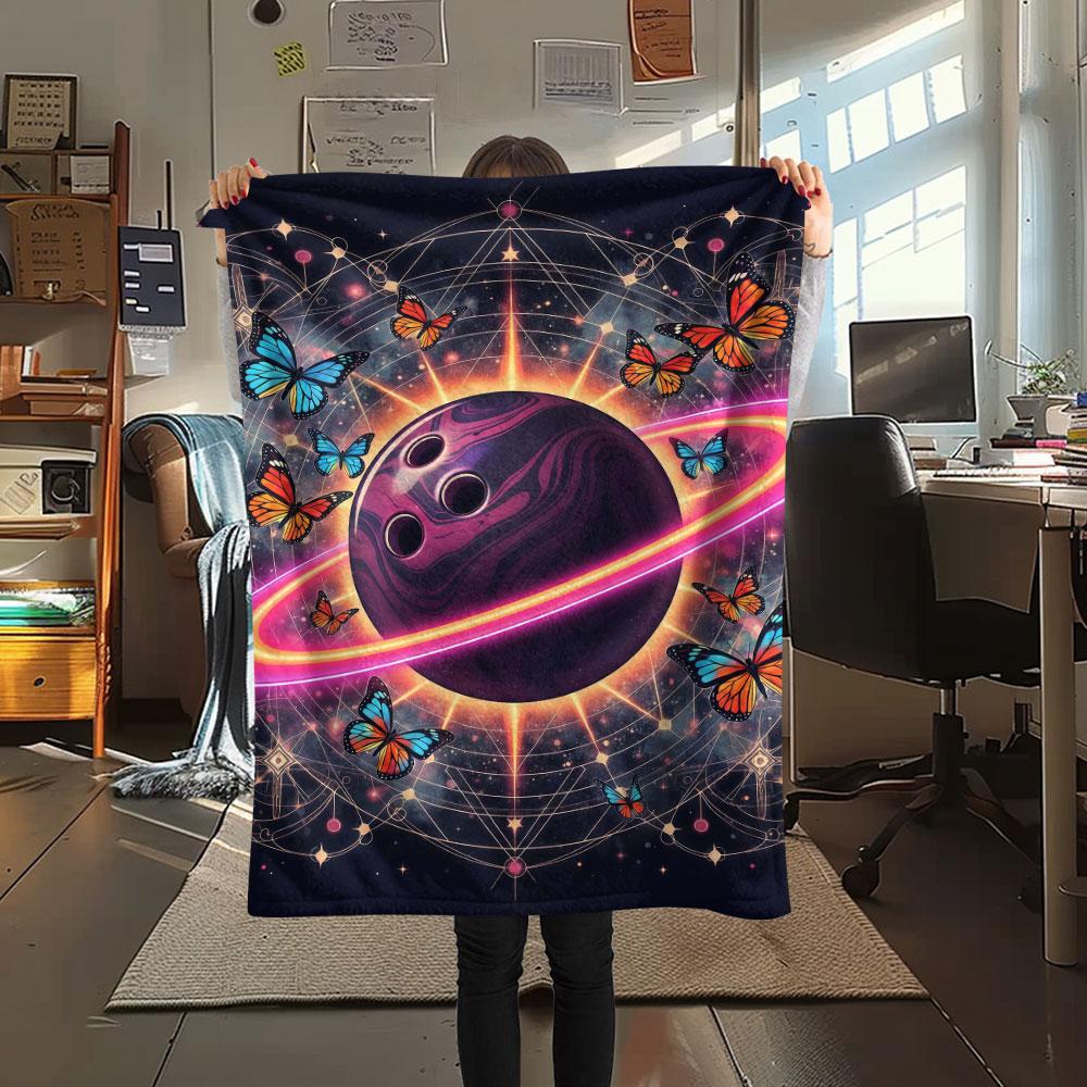 1Pc StarRingball Print Flannel Blanket, High quality Comfortable for All Seasons, Home Decor, Warmth and Comfort, Perfect for Christmas Gifts