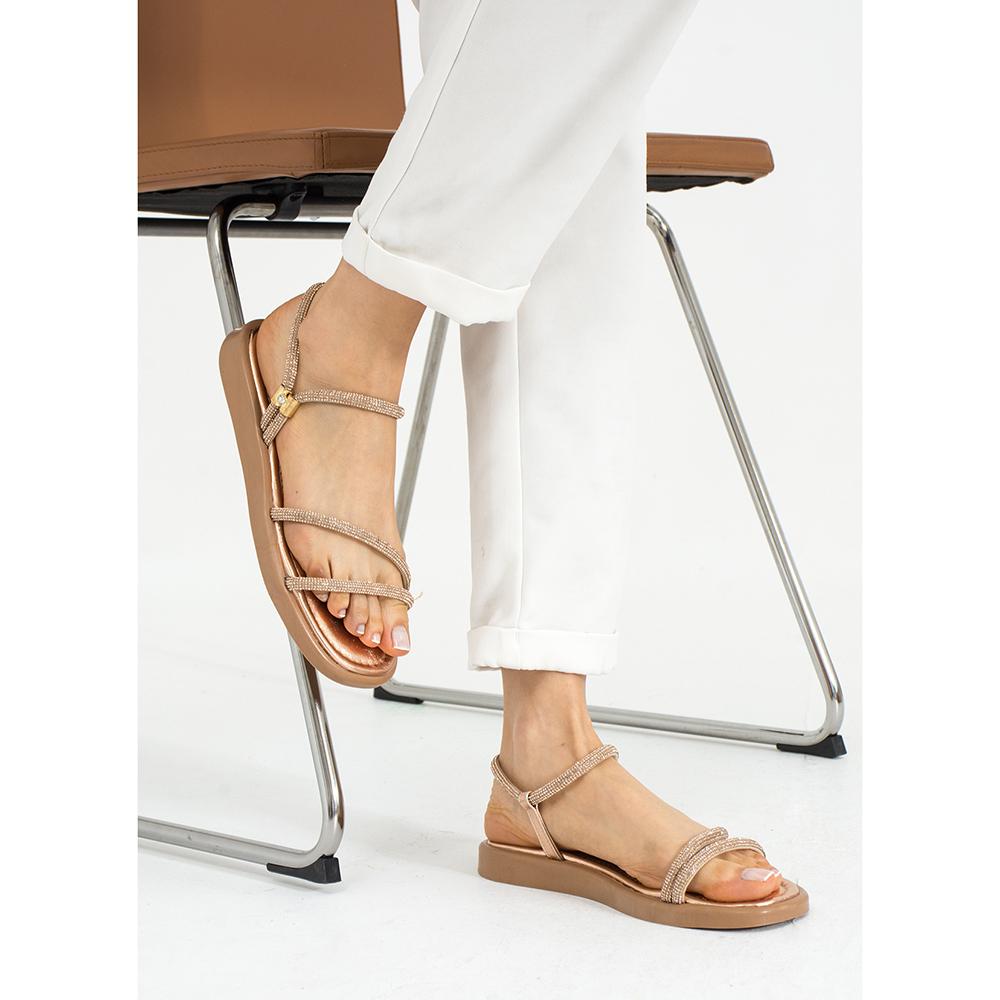 Элегантные женские сандалии с двойной полосой и удобной подошвой из камня 020-7502-23