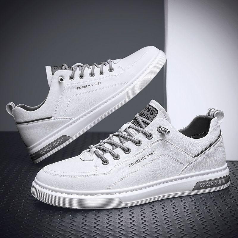 Мужская обувь весна и осень новая повседневная кожаная обувь мужские маленькие белые туфли на плоской подошве молодежная универсальная летняя спортивная белая обувь