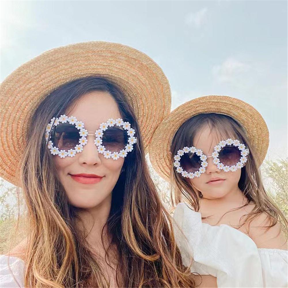 Fashion Disco Party Flower Sun Glasses Round Frame Daisy Sunglasses for Women Shades