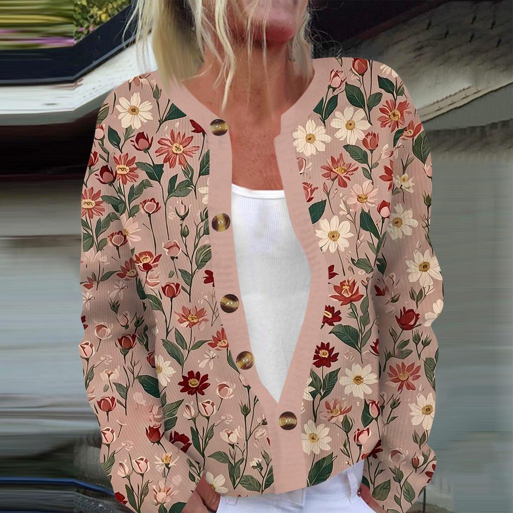 Women's Fashion Long Sleeve Christmas Snowman Snowflake Print Jacket Cardigan