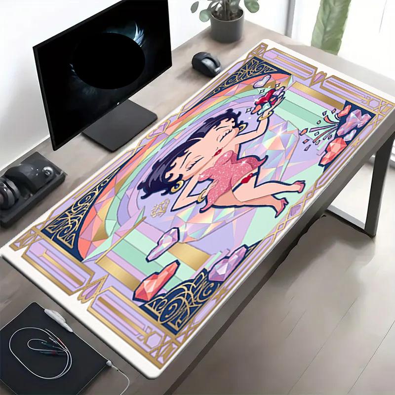 Betty Boop Print Mouse Pad, Anti‑Slip Desktop keyboard Mat, for PC Laptop Gaming Working Daily Use, Cool Festival Surprise Gift