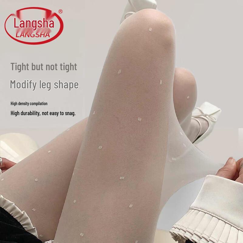 LANGSHA Women's Ultra-Thin Polka Dot Anti-Snag Pantyhose