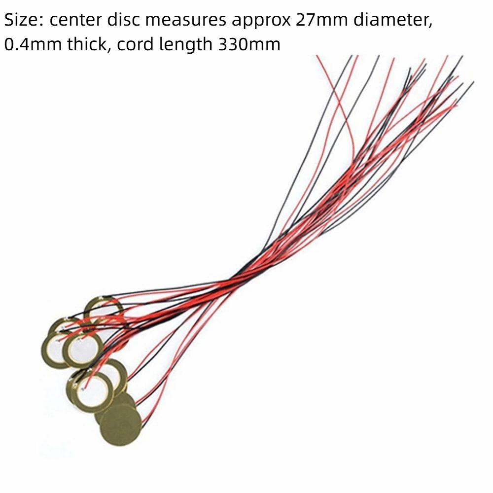 30PCS Cord Length 330mm Contact Microphone Thick 0.4mm Sound Sensor Disc Transducer For Instrument