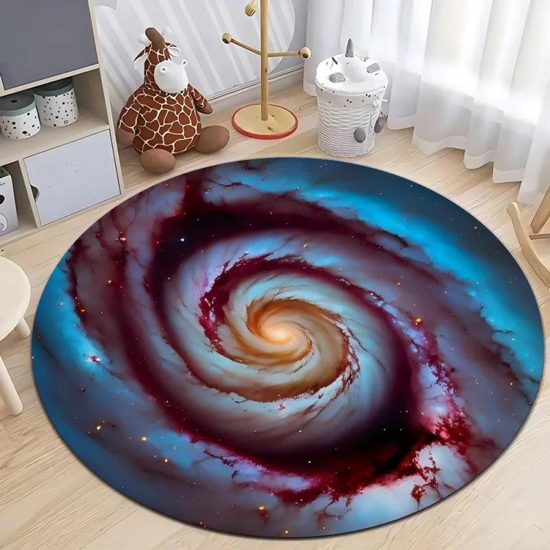 Круглые ковры с 3D-принтом «Космическая черная дыра», нескользящий, машинная стирка, ковер, круглые ковры для детской спальни, коврик для пола в гостиной