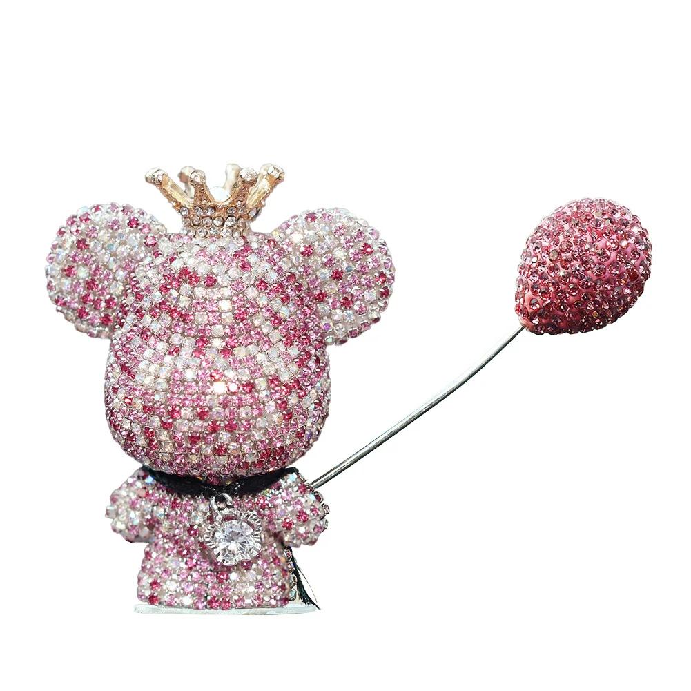 Милое украшение для салона автомобиля, украшение в виде медведя из стразов для приборной панели автомобиля, кукла-шар, украшение для украшения комнаты, подарок на стол