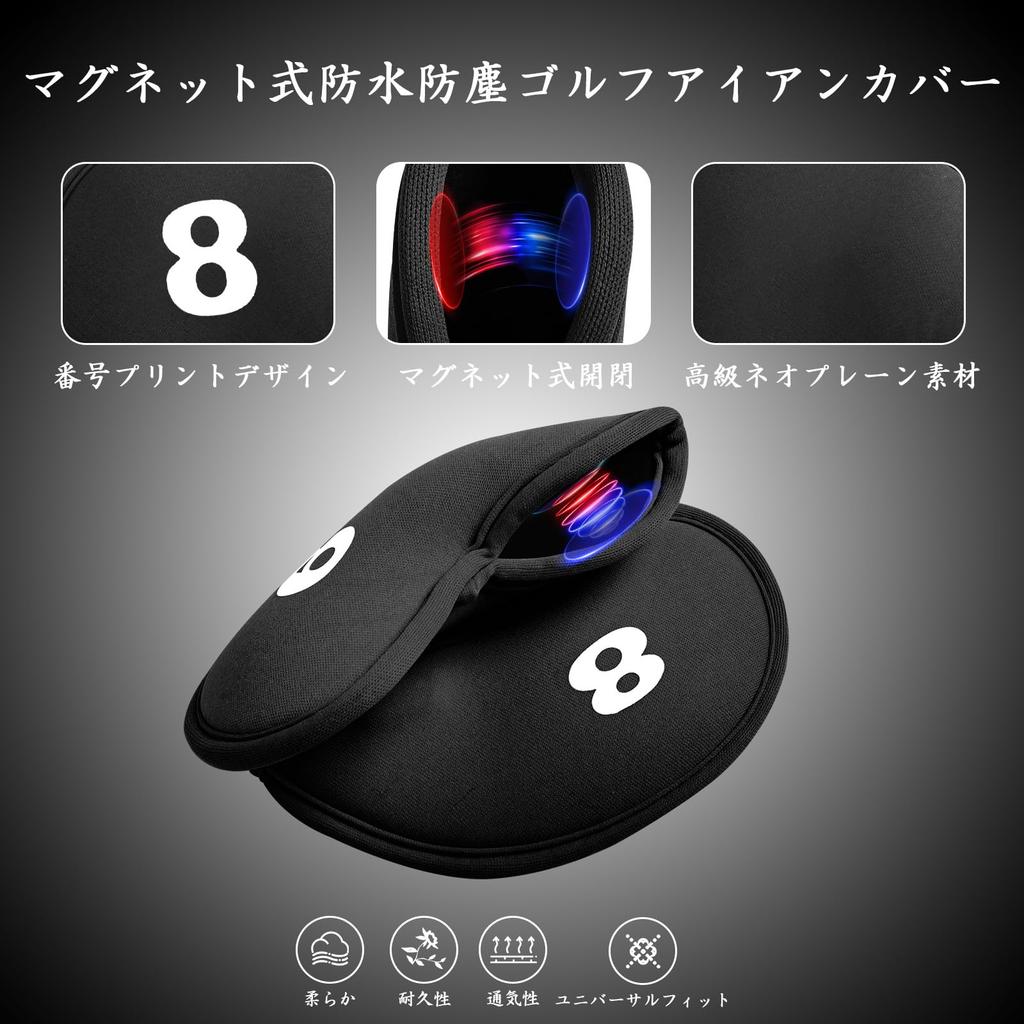 Set of 11 Golf Iron Covers with Magnetic Lightweight Neoprene Wedge and Iron Numbered Protective Covers Closure, Headcovers, (LT-018)