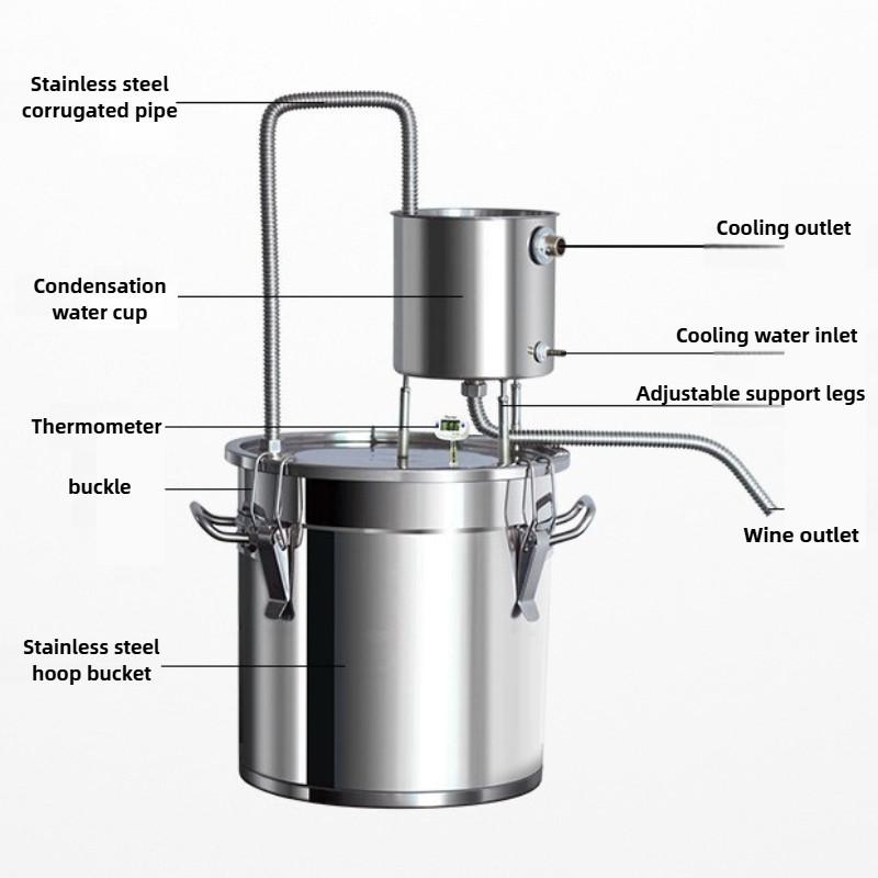 Stainless Steel Water Cup Distiller Household Alcohol Brandy Brewing Barrel Large Capacity DIY Pure Water Distillation Equipment