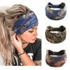 Women Boho Headbands Cotton Wide Turban Headwraps Non Slip Stretch Spa Hairbands Workout Yoga Head Bands Bandage Running Bandana Hair Accessories