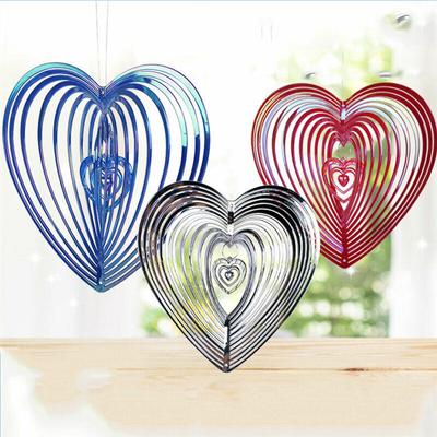Kell 3D Love Heart Wind Spinner Открытый подвесные украшения Садовые кинетические украшения