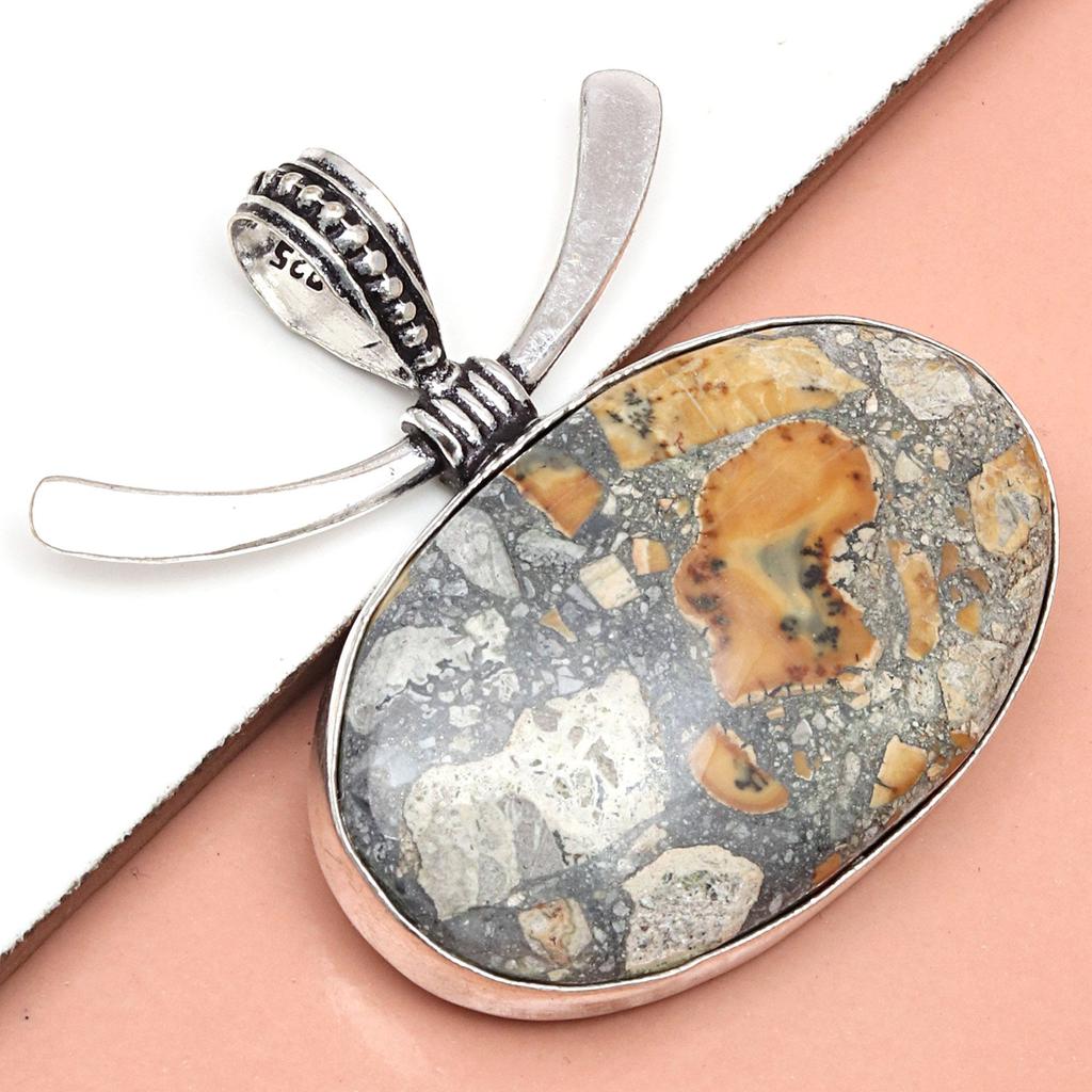 Подвеска из серебра унисекс из драгоценного камня Malinga Jasper ручной работы для женщин 1,5