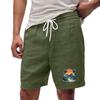 Мужские повседневные свободные шорты на кулиске с гавайским пляжным принтом, расслабляющие летние спортивные брюки из смесовой льняной ткани