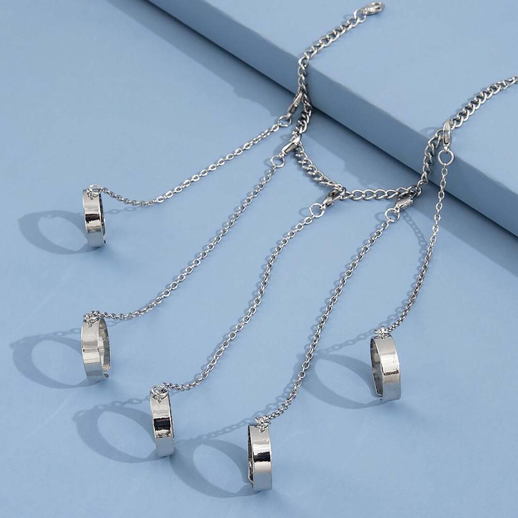 Металлический браслет-цепочка, кольцо, интегрированное кольцо, мужской и женский хип-хоп панк-браслет на палец