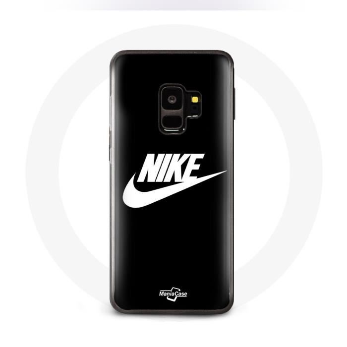 Coque pour Samsung Galaxy S9 plus Nike Logo blanc fond Noir