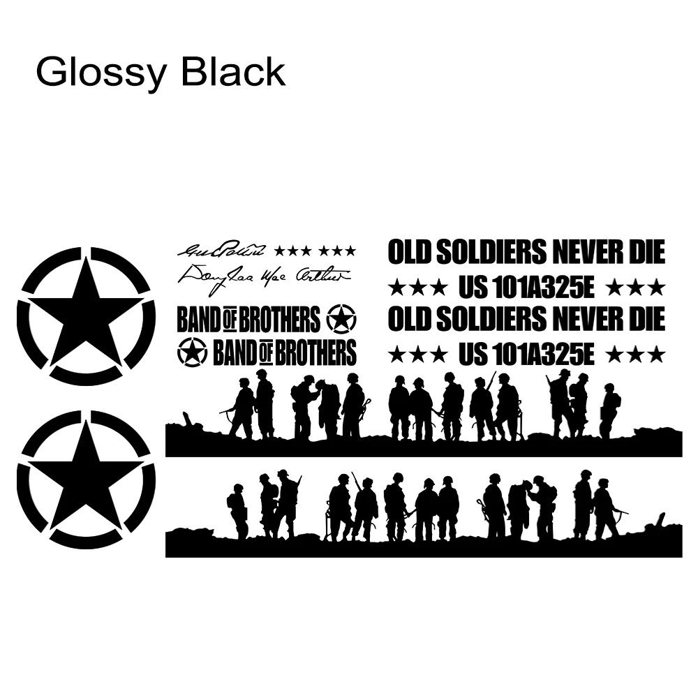 12PCS Car Door Vinyl Stickers For Jeep Wrangler JK TJ Jl YJ Auto Pentagram Soldiers Body Decoration Vinyl Decals Accessories
