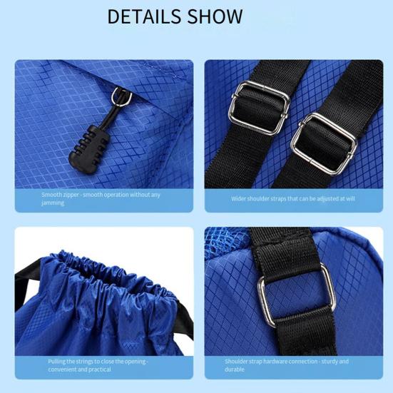 Backpack with Drawstring Closure Waterproof Wear-Resistant Large Capacity Multi-Pocket Design Swimming Gear Backpack