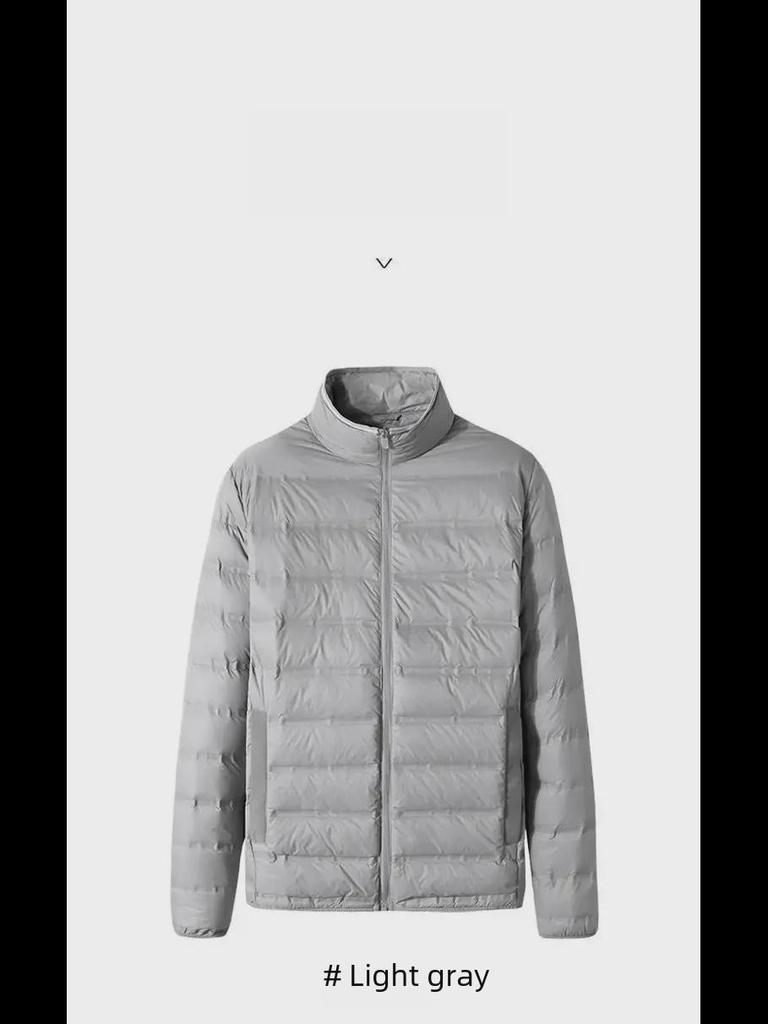 Men's Plus Size Light Down Cotton Jacket - Stand Collar, Autumn/Winter, Casual Fit