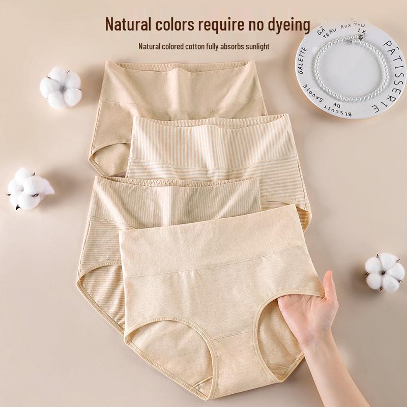 Women's High-Waisted Breathable Antibacterial 100% Cotton Briefs with Abdomen Shaping