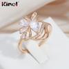 Женские кольца Kinel с цветком розового золота и цирконом, ювелирные украшения